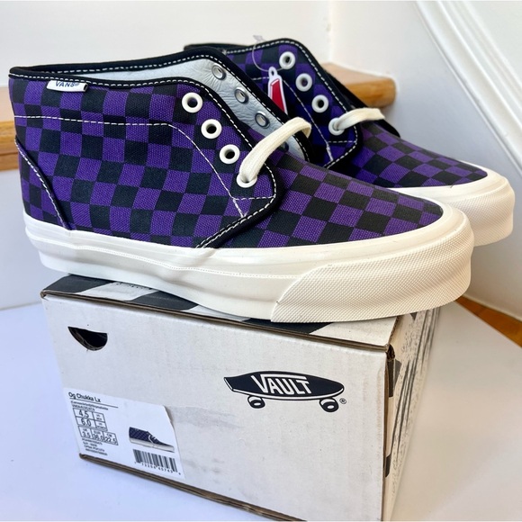 NWT Vans Vault Chukka LX Mid Rise in Checkerboard Canvas purple midrise sneakers - Picture 2 of 13